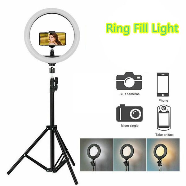 

dimmable led ring light tripod 10 inch phone camera p selfie live light stand 12w usb stepless adjustment fill lights 26cm