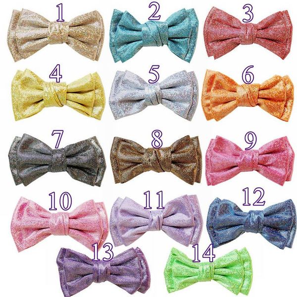 

ins glisten diy hair bows girls hair clips handwork double-deck bows girls barrettes princess baby bb clip baby girl hair accessories, Slivery;white