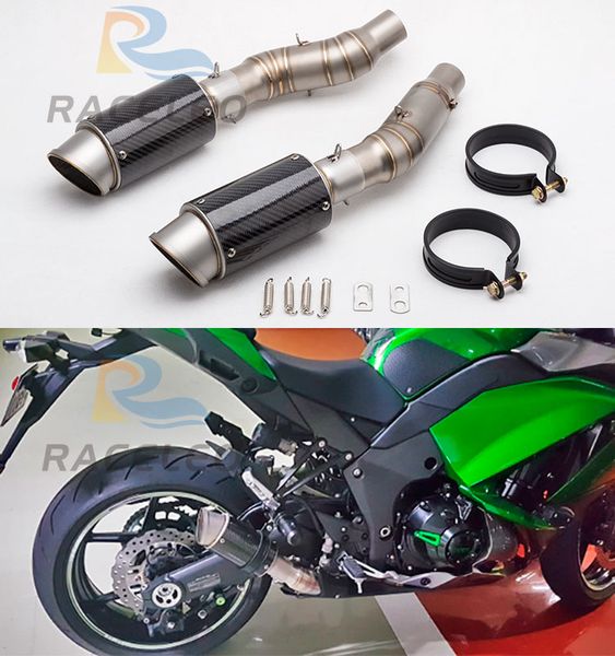 

modified motorcycle exhaust pipe middle pipe z1000 2010-2016 carbon fiber z1000 exhaust two sides muffler link