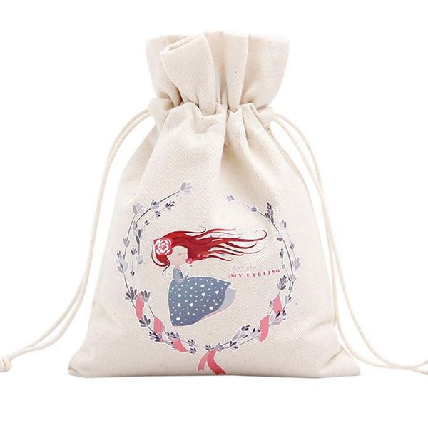 

unique design large christmas gift bag home party decoration vintage drawstring canvas dinner table gift bag supplies 13#