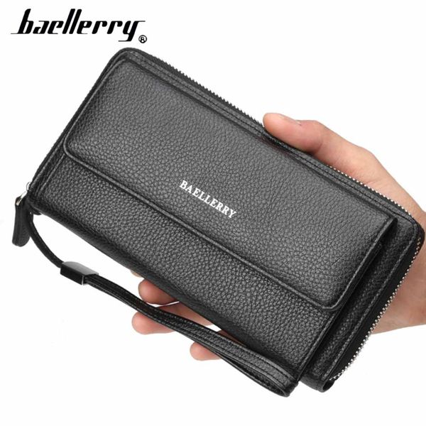 

2019 baellerry мужчины кошельки длинные качества большой емкости бизнес организатор бумажник pu кожаный телефон карманный держатель карты му, Red;black