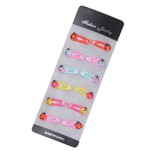 

12pcs girls kids snap bendy clips ladybird insect sleeping side grip clip pins gift 2.8cm, Slivery;white
