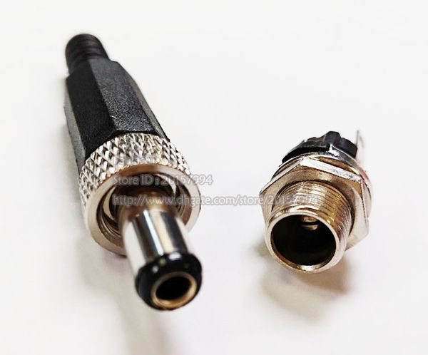 Adaptadores, lockable 5.5x2.5mm DC Power Plug Tomada Masculino + Feminino Painel Mount Connector / 10Sets