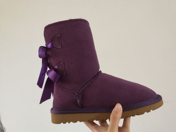 

eur25-43 new wgg australia classic tall winter boots real leather bailey bowknot women's children kids bailey bow snow boots shoes boot, Black