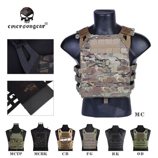 

emersongear jpc vest simplified version tactical jumper carrier vest 500d nylon combat gear back support em7344, Camo;black