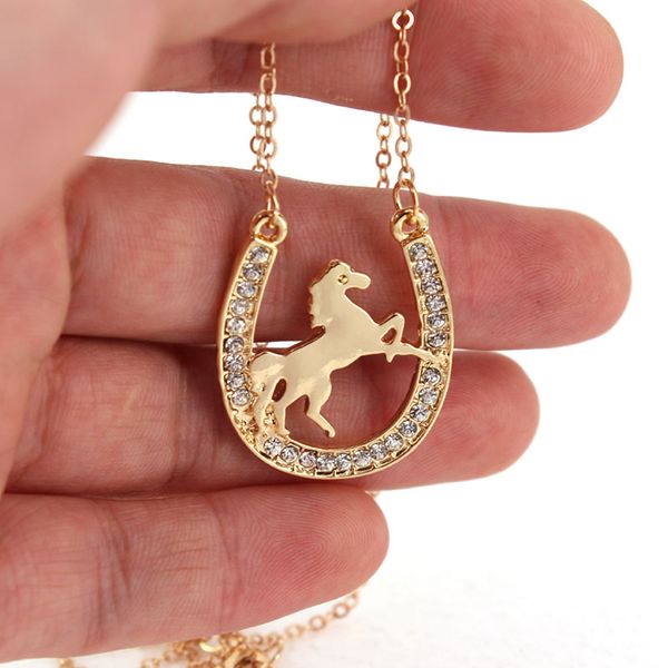 

hzew new running horse and horseshoe pendant necklace, Silver