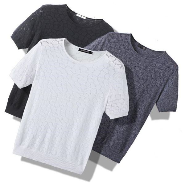 

mens designer tshirts hollow out summer breathable casual short sleeve crew neck fashion t shirts, White;black