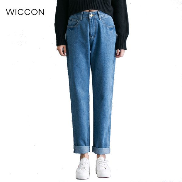 

high waisted jeans woman washed vintage boyfriend jeans for women female denim overalls pants femme spring summer lady, Blue
