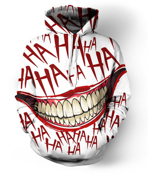 

new fashion couples men women hd halloween crazy smile funny 3d print hoodies sweatshirt jacket pullover rw038, Black