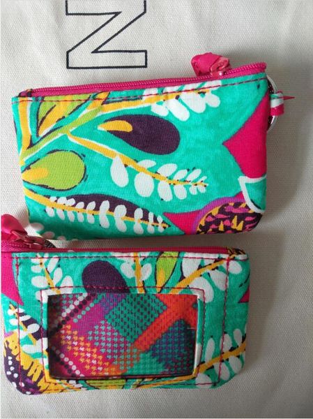

cotton printed card bag for pocket change vb card bag zip id case, Brown;gray