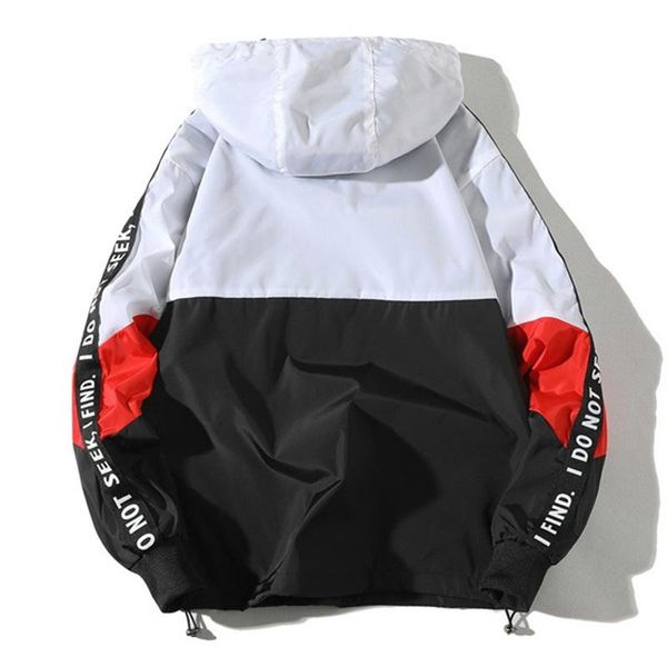 

aolamegs jackets men patchwork side letter hooded jacket tracksuit high street coats hip hop male streetwear couple windproof autumn, Black;brown