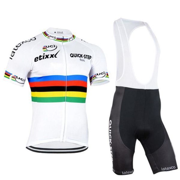 

quick step team cycling short sleeves jersey (bib )shorts sets men mountain bike clothing breathable bicycle wear 012804f, Black;blue