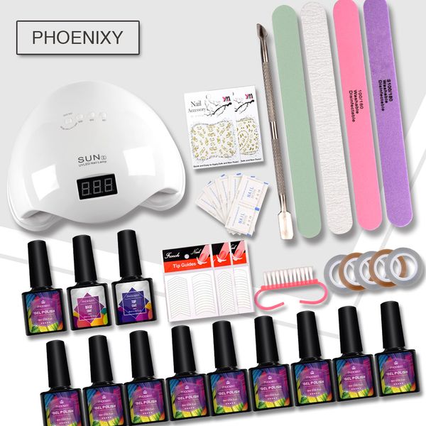 

nail set manicure tools 48w led lamp nail dryer 10 color 8ml soak off gel varnish extension polish kits manicure set