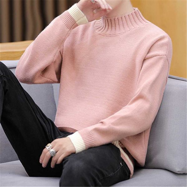 

korean style sweaters men fashion turtle-neck candy color men knitted pullovers autumn winter warm sweaters casual clothing, White;black