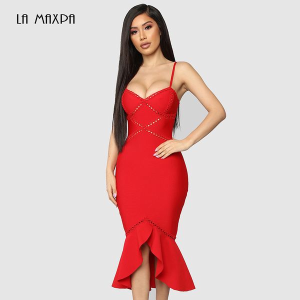 

2020 весна новых женщин сексуального красного спагетти backless русалка платье повязки партия способ знаменитости vestidos, Black;pink