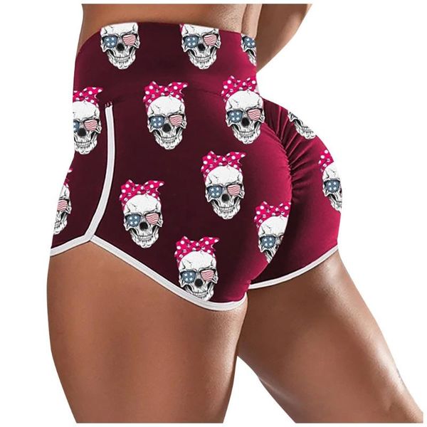 

2020 workout slim yoga shorts seamless printed fitness short high-waist hip gym shorts stretch running sport yoga, White;red
