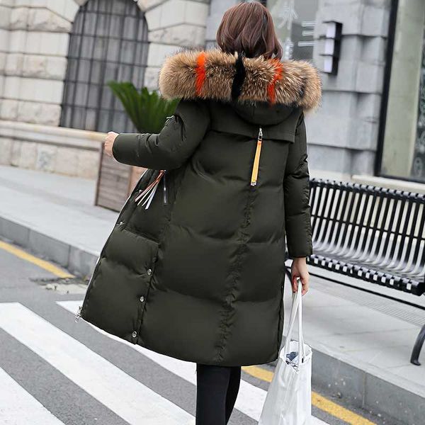 

женщины 2018 мех зимнее пальто толстые parka женщин стежка тонкий длинные зимняя куртка хлопок дамы parka вниз куртки перевозка груза падени, Black