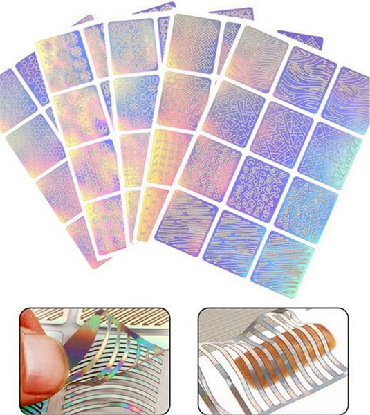 

24 тип полые лазерные ногтей наклейки трафарет набор гель польский ногтей винил совет передачи руководство шаблон ногтей наклейки наклейки, Black