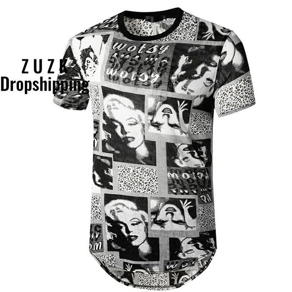 

zuzk новые мужские t рубашка свободные хип-хоп лето винтажный свободного покроя принт воздухопроницаемый рубашки camisetas уличная негабарит, White;black