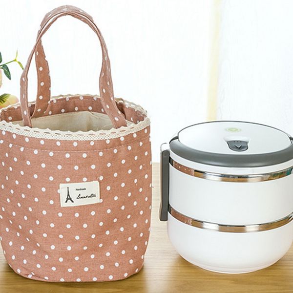 

women cartoon lunch bags casual portable thermal insulated cooler bags women kids lunch fruit foods, Blue;pink