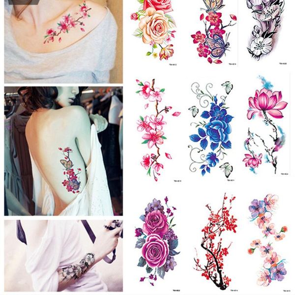 

waterproof flowers tattoo stickers temporary tattoo sticker girl's artificial temporary stickers fake tattoos