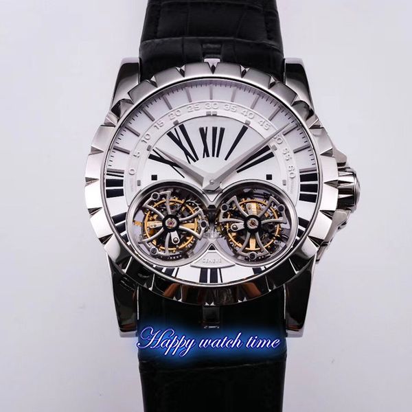 

high version rddbex0250 white date dial silver stainless steel case automatic mechanical movement mens watch black leather strap watches, Slivery;brown