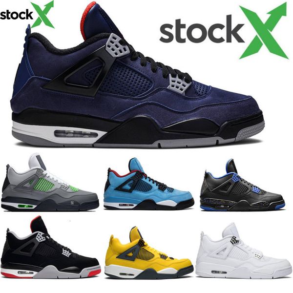 

2020 bred 4 4s mens basketball shoes cactus jack cool grey white cement fiba unc mushroom denim blue men sports designer sneaker, Black