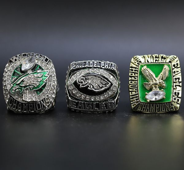 

3pcs/set 1980 2004 2017 philadelphia football world championship ring wholesale ing, Golden;silver