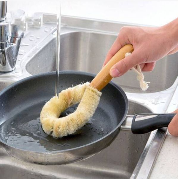 

natural kitchen pot brush wooden handle pan cleaning brush nonstick pan cleaner