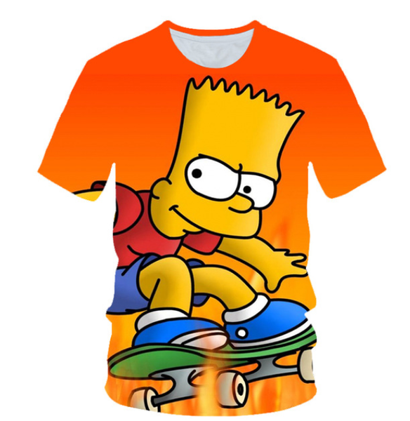 

2019 cartoon character simpson t shirt men women funny 3d print summer short sleeve o neck crewneck casual a238, White;black
