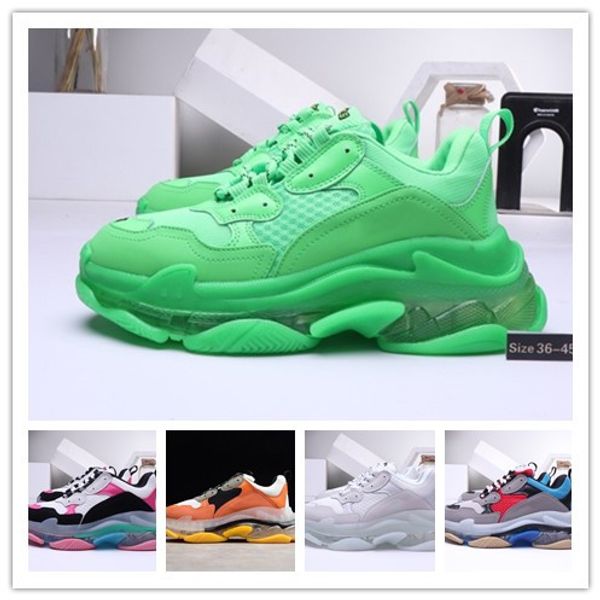 

new paris triple s fashion designer casual luxury men and women combination nitrogen outsole crystal bottom dad casual shoes 36-45, Black