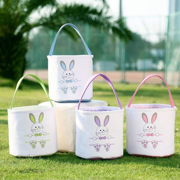 

easter bag personalized canvas easter baskets monogram bunny buckets kids candy eggs hunting bags party favor organizer 4 colors dw4919