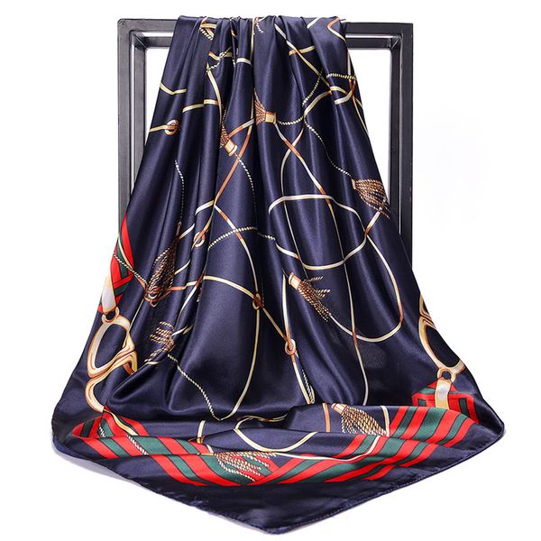 

fashion headscarf satin square silk feeling neck scarves womens large, Blue;gray