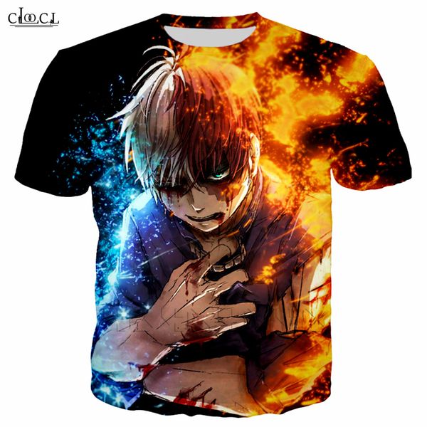 

2020 summer new anime my hero academia t shirt men women 3d print short sleeve harajuku streetwear couples, White;black