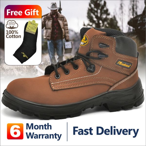 

safetoe work boots extra wide steel toecap anti-static breathable full grain leather, Black