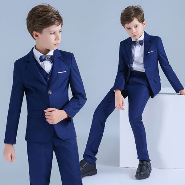 2020 meninos smoking 3 peças fatos azul de alta qualidade crianças roupas de casamento festa de casamento festa formal