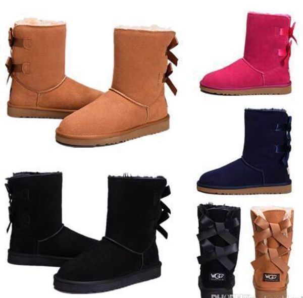 

дешевые дизайнер австралия женщины классических снегоступы лодыжки короткого лук ботинки мех для зимней черной chestnut дамской обуви размер, Black;grey