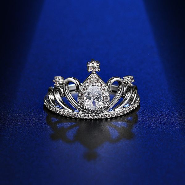 

personality temperament joker an crown ring zirconium stone ring ring, Silver