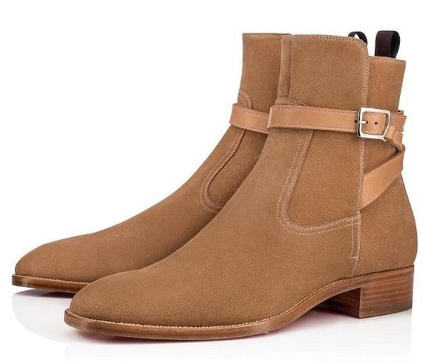 

new [original box,]comfortable red bottom kicko flat for men ankle boots suede fashion luxury party dress retro boots masculine35-46, Black