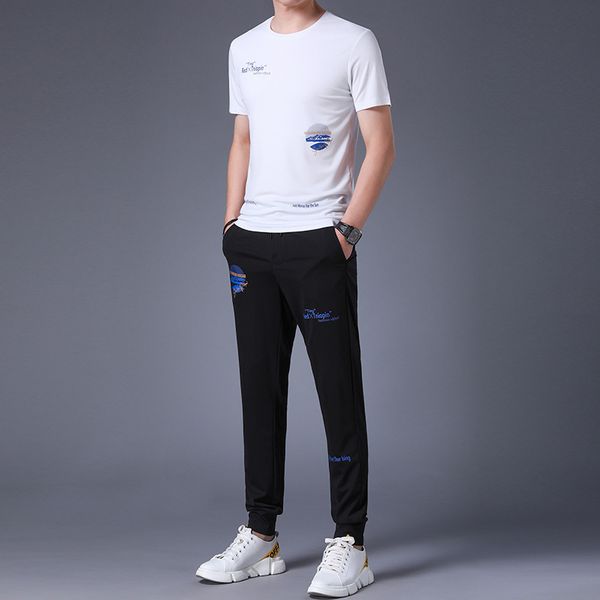 

2020 new spring summer sweetwear letter print casual sportwear short-sleeve tshirt+pants sets suits tracksuits size -3xl, Gray