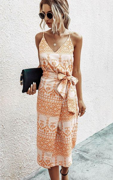 

2020 summer womens designer dresses 2020 new casual v-neck sleeveless dresses with printed womens designer clothing size s-xl, Black;gray