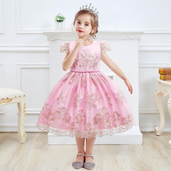 

girl's dresses princess dress for christening gown girls children clothing embroidery birthday party robe fille vestido, Red;yellow