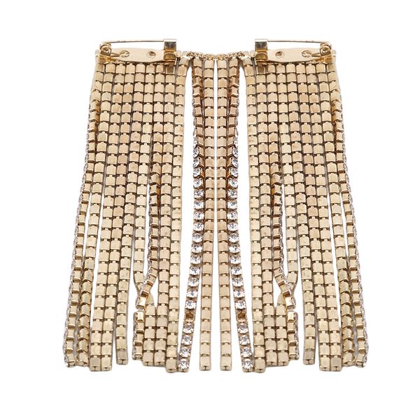 

new vintage women crystal flash brooches silver long tassel rhinestone big brooch pin bride clothing accessories high quality, Gray