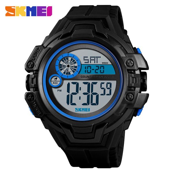 

skmei waterproof alarm date sport analog digital led backlight wrist watch reloj 2019 fashion large dial men watches, Slivery;brown