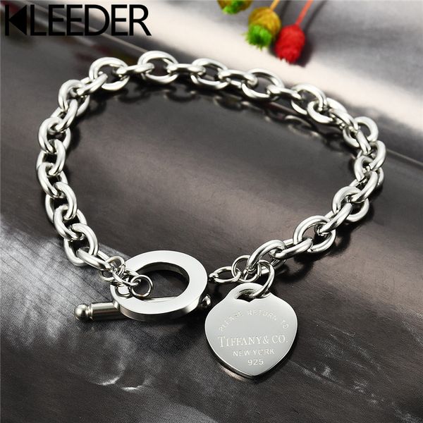 

women jewelry stainless steel love heart shaped bracelet rose gold silver color titanium steel bracelets, Black