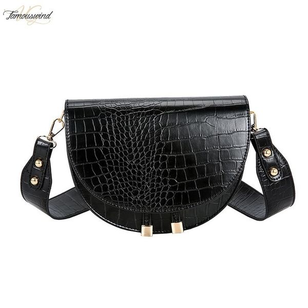 

crocodile pattern crossbody bags for women half round messenger bag pu leather handbags women bags designer shoulder bag