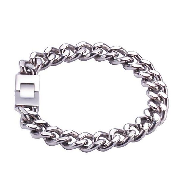 11mm Larghezza Argento 316L Stainess Bracciali cubani in acciaio Bracciale da uomo da 8 pollici Hip Hop Miami Bracciale a catena cubana per uomo Donna