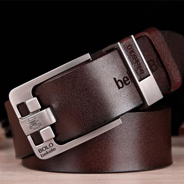 

men's leather factory leather belt men's belt pin buckle belt one, Black;brown