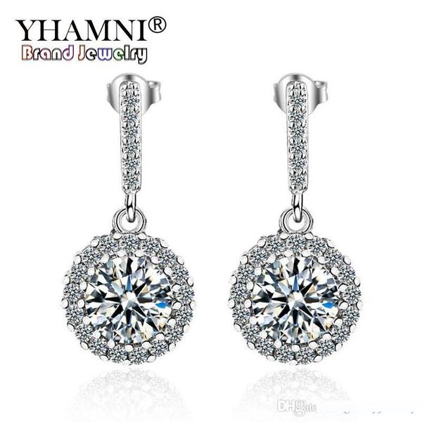 

yhamni fashion 925 sterling silver for women studs earrings luxury cubic zirconia jewelry girl gift wholesale led427, Golden