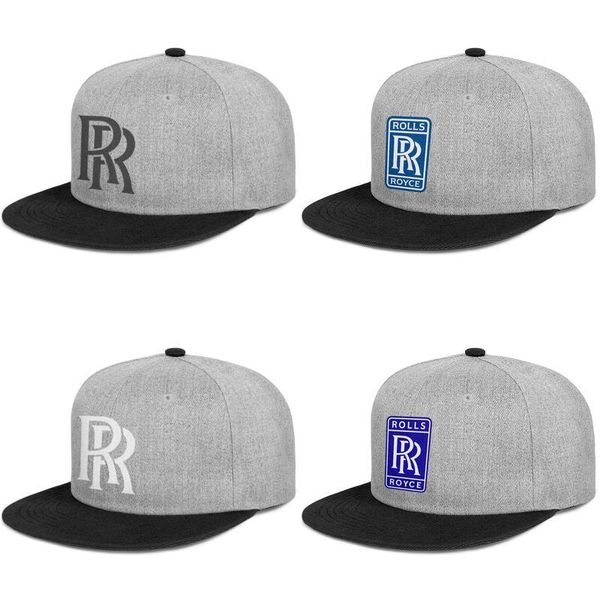 

rolls royce oeiginal logo blue white mens and women snap back baseballcap fitted fashion hip hopflat brimhats symbol emblem logo rr logo, Blue;gray